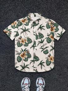 OTTIMOZO 男士短款纹理印花节日纽扣衬衫 - 彩色 - 查看 4