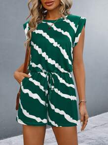 EMERY ROSE Mono de mujer con cuello redondo y contraste de color sin mangas, de moda para el verano