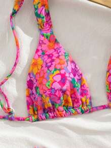 Swim Mod Bộ bikini tam giác hở lưng họa tiết hoa gợi cảm, lý tưởng cho kỳ nghỉ hè - Nhiều màu - Xem 5