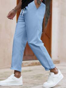Manfinity Homme Pantalones casuales de unicolor de corte recto y ajustados para hombre