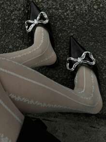 DAZY Women's White Patchwork Footless Stockings Tights