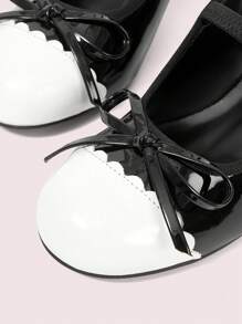 CUCCOO DOLLMOD Damen Plateau Mary Jane Schuhe mit Farbblock, rundem Zehenbereich, Keilabsatz und Schmetterlingsschnalle - Schwarz - Übersicht 7
