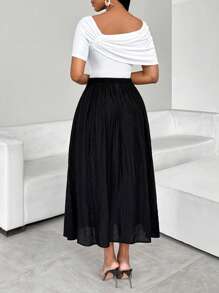 SHEIN Lady White And Black Summer Elegant Tea Party Two Pieces Suit — free download