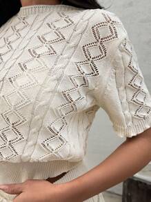 SHEIN Tall Set da 2 pezzi in cotone con maniche corte e dettagli traforati