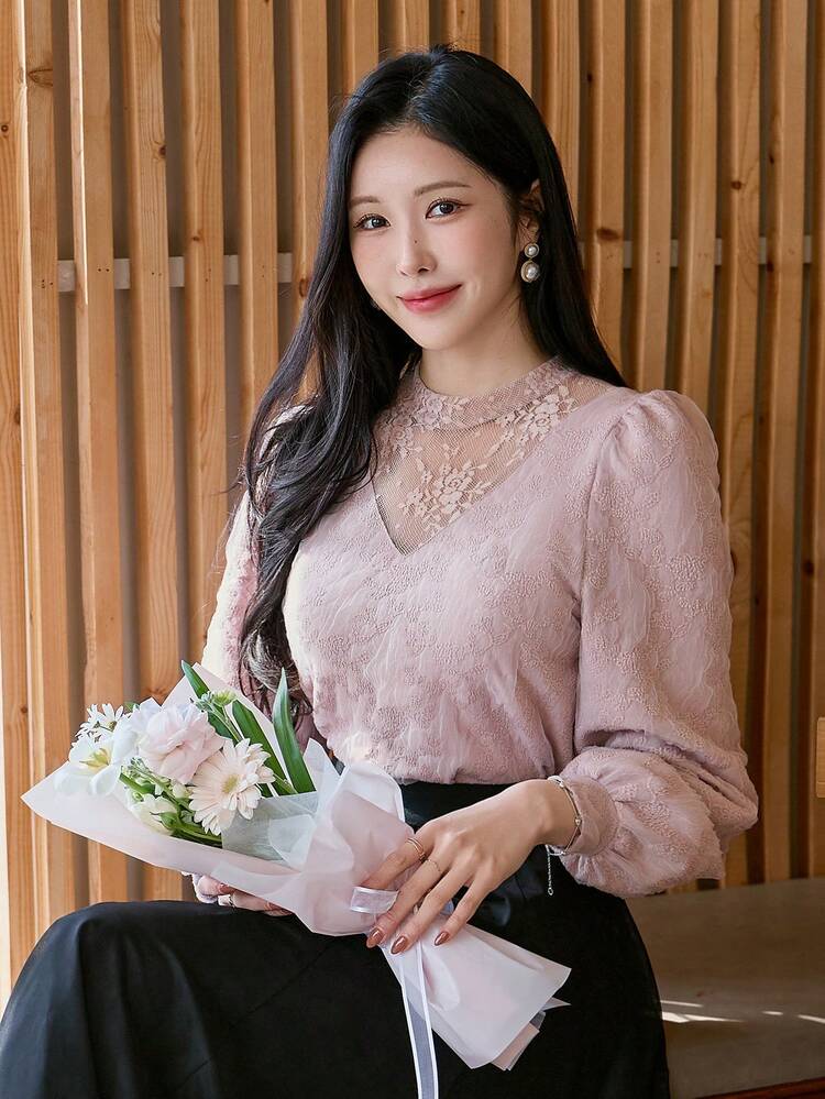 Women Mesh Patchwork 2 In 1 Pullover T-Shirt Long Sleeve Women Tops