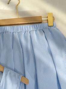 女孩休闲碎花 2 件套 - 藍色 - 查看 3