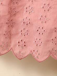 SHEIN Young Girls Tank Tops & Camis Spring And Summer Wildeya New Styles, Casual Country Style Embroidered Floral Ruffle Collar Apricot Blouse, Suitable For Outdoor Activities And Daily Wear - Dusty Pink - View 6