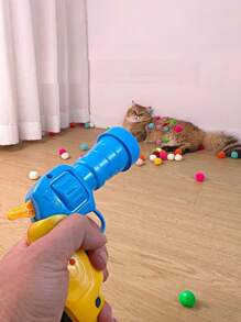20/30/50 piezas Juguete para gatos con bolas de colores y pompones de colores aleatorios, juguete interactivo de alta elasticidad de felpa con disparador silencioso - Multicolor - Ver 4
