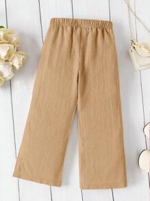 Pantalones de pierna ancha de tela estampada suelta y cómoda, versátiles y a juego, de color albaricoque, nuevas llegadas de primavera/verano, a juego con hermana y madre, ideal para vacaciones, verano y viajes