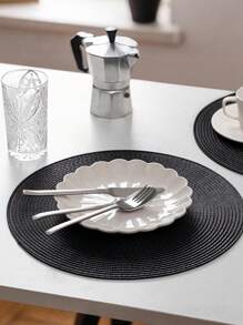 SHEIN Set de 2/4/6/10 manteles individuales redondos trenzados - Tapetes de mesa resistentes al calor de 15 pulgadas para decoración de cocina y comedor, posavasos antideslizantes y lavables, manteles individuales estilo europeo tejidos a mano para cena, hogar y uso en restaurantes (Opciones de multicolor)