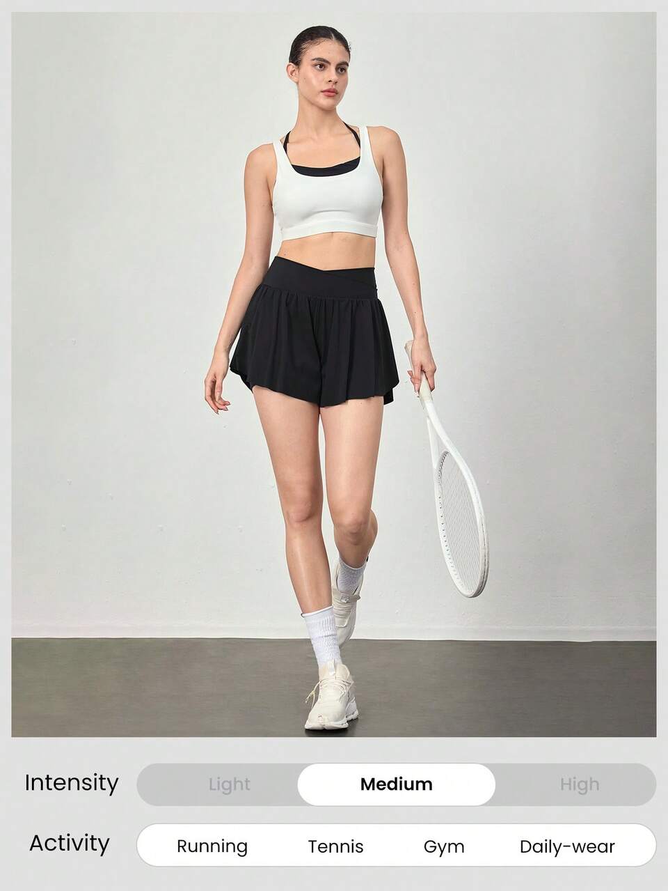 Court Crusher Quick-Dry Crossover Waist Built-In Odor-Control Underwear Side Pocket Tennis Shorts Tennis Golf Pickleball Daily Casual Wear