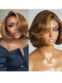 13x4漸層小精靈髮型蕾絲前假髮人類頭髮短波波頭假髮人類頭髮漸層P4/27顏色蕾絲正面波波頭假髮頂級品質假髮適合女士 - SP4/27 - 查看 6