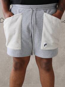 SUMWON Premium Athletic Drop Crotch Sweat Shorts, Jogger Style Loose Fit Performance Shorts With Side Cargo Pockets, Perfect For Workout Training Loungewear - Grey - View 6