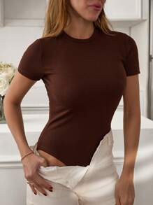SHEIN Body casual de mujer de color marrón con textura