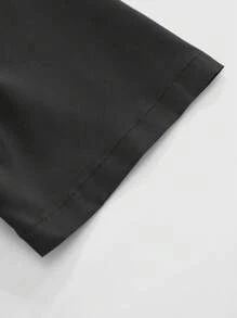 ROMWE MEN Winx Club X ROMWE Men's Portrait Printed Button Up Short Sleeve Shirt - Black - View 4