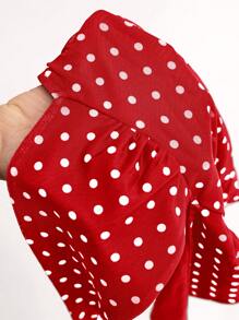 SHEIN BAE Women's Sexy Polka Dot Print Backless Halter Top, Summer - Red - View 8
