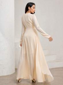 Veilorie Women's Solid Color Arabic Style Dress, Fashionable For Summer - Yellow - View 3