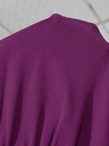 SHEIN Clasi Women's Elegant Round Neck Romper With Belted Waist & Wide Leg Purple - Red Violet - View 7