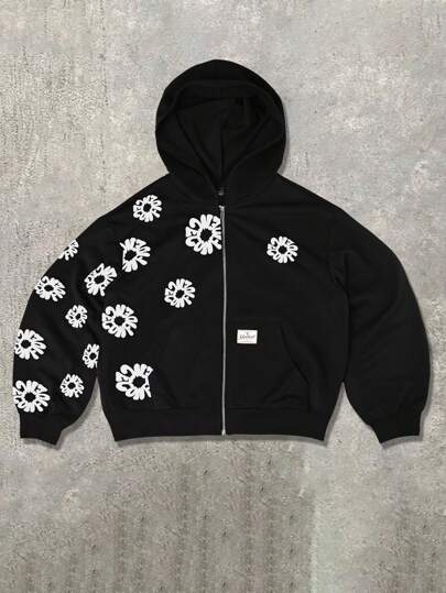 STYNVO Manfinity Streetrush 男士花卉印花拉链连帽衫，秋季款