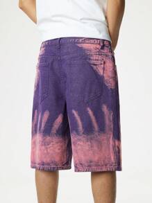 Manfinity EMRG Quần short denim rộng rãi giặt thường ngày cho nam - Màu tím - Xem 4