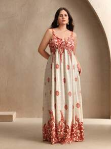 Anewsta 女士橙色撞色印花连衣裙，性感度假连衣裙 - 亮橙色 - 查看 7