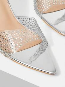 MOTF PREMIUM 水钻细节尖头高跟凉鞋 - 銀色 - 查看 6