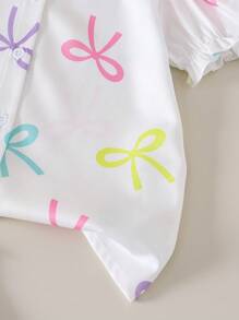 SHEIN Genkimix Kids 2 件套年轻女孩短袖衬衫和裤子时尚服装，适合夏季 - 彩色 - 查看 4
