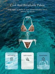 MOTF PREMIUM LEOPARD PRINT HALTER BIKINI SET FOR SUMMER BEACH VACATION