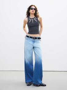 LYSMO Women's Relaxed Fit Pockets Wide Leg Casual Jeans, Versatile,Business,Casual,Fashionable Elegant,2025 Spring Summer Outfits For Women Cowgirl - Blue - View 1