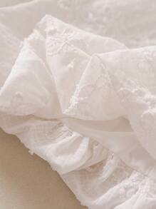 CosyJoli Plus Size Textured Embroidered White Cloud Pattern Casual Vacation A-Line Skirt