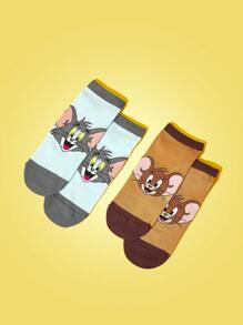 1 Pair Women's Cartoon Print Contrast Color Fashion Ankle Socks - Green - View 2