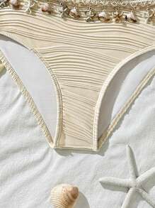SHEIN Conjunto de bikini de 2 piezas para niña preadolescente con top con tirantes y Bottom triangular con falda