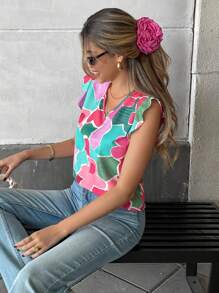 SHEIN Unity INS French Wrap Front Tie Waist Women Shirt - Multicolor - View 6