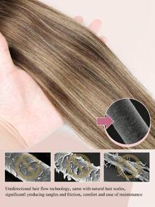 Human Hair Clip In Hair Extensions, Balayage Chocolate Brown Mixed Caramel Blonde 120g Hair Extensions Real Human Hair Straight Remy Hair Dark Roots Ombre 18-24 Inch 7pcs - S4/27/4 - View 6