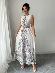 Chiquease Women's Bohemian Round Neck Sleeveless A-Line Dress For Spring/Summer - Multicolor - View 5