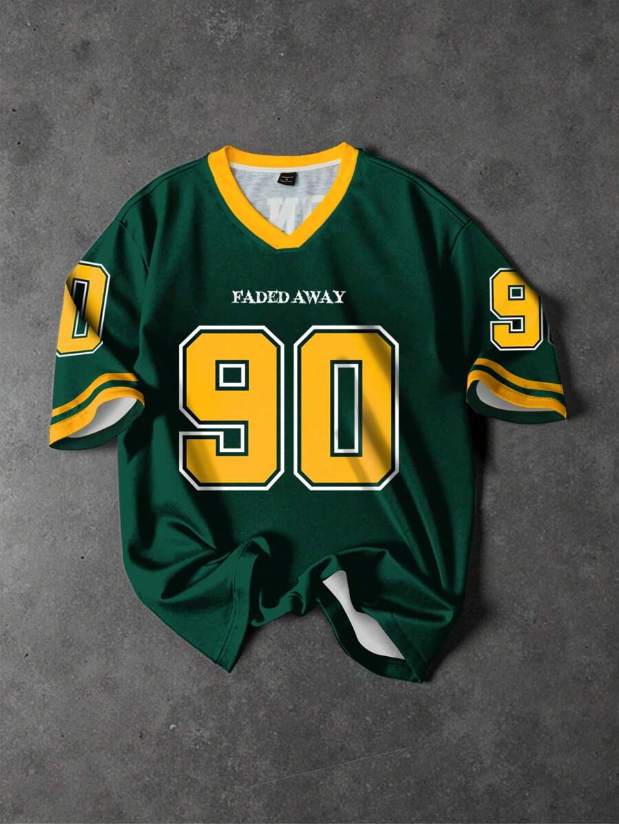 Manfinity Campus Court Men's Sports-Inspired Reversible Printed Casual T-Shirt - Green - View 1