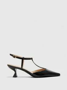 CUCCOO BIZCHIC 女士时尚漆皮踝带经典低跟尖头平底鞋，适合工作、约会、派对、度假、休闲、婚礼 - 黑色 - 查看 6