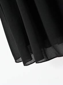 SHEIN Explorewe Teen Girl Bowknot Decor Square Neck Short Puff Sleeve Mini Dress - Black - View 5