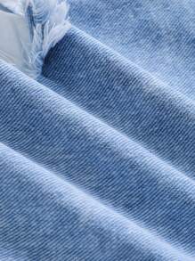 Shorts vaqueros casuales de mujer con bolsillos, dobladillo deshilachado y desgastado, versátiles - Azul - Ver 5