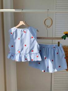 Comfortcana Vacation Outfits Women Blue Striped Women's Casual Tracksuit,Summer Sets - Baby Blue - View 3