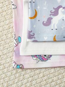 Eng anliegender Pyjama-Set für Baby Mädchen, Langarm T-Shirt und Leggings, mit niedlichem Einhorn Muster in lila, pink und blau Farben mit Regenbogen- und Sternenmotiven, erzeugt eine fröhliche und festliche Stimmung