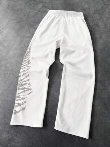 Aesthetic Post--Men's Street-Style Casual Look, Featuring A High-Street , Color-Block Of Blue Stripes And A "BOOM Countdown" Design On White Wide-Leg Sweatpants. Perfect For Music Festivals And Everyday Wear, And Also Makes A Great Gift For A Boyfriend Or Husband, Fitting Both Streetwear And Y2K Aesthetics. Men Joggers ,Baggy Pants ,Men's Blue Striped "BOOM" Countdown Loose Fit Pants , Men Workout Pants , Sport Pants For Men , Y2k Clothes Men - Multicolor - View 6