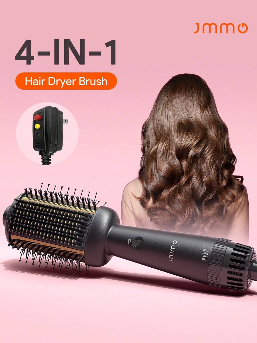JMMO 吹风机刷，4 合 1 吹风机刷，双面造型热风梳，安静强风，丰盈拉直，适合所有发质，干燥拉直卷发沙龙、美容及个人护理必备工具 - 美国插头