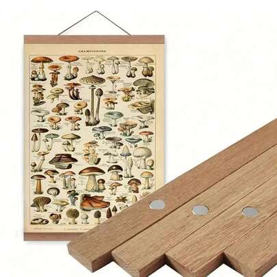 1 khung treo gỗ từ tính tự làm, gỗ thông óc chó tếch dùng cho áp phích ảnh cuộn khung ảnh vải in tranh vẽ, tác phẩm nghệ thuật khung nam châm nghệ thuật treo tường trang trí nhà cửa