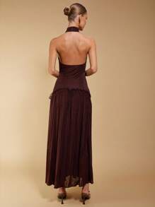 COSMINA Váy trơn không tay cho nữ, thời trang mùa hè - màu nâu - Xem 2