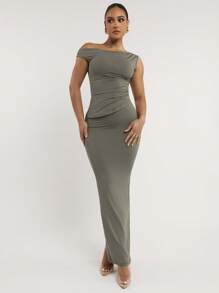 Silquee Sexy Mature Women's Premium Solid Color Asymmetric Shoulder Neck Set, Casual Fitted Spring/Summer Sexy Set, Basic Style Set, Soft Ultra-Stretchy Skin-Friendly Set, Zero Pressure Shaping, Double Layer Design Set, OKEO TEX Dress,Sage Green Set, Business Casual Daily Commute, Solid Slim Fit Casual Set,Knit Skin-Friendly Minimalism Set,Brunch Outfits,Holiday Two Pieces Set, Basic Set,Office Wear, Wedding Guest Set