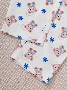 2 件套男童休闲恐龙印花长袖上衣和裤子睡衣套装