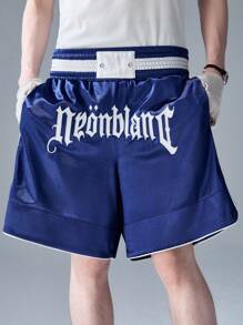 NEON BLANC 男士街头风格字母印花宽松休闲短裤，适合夏季，街头潮流必备