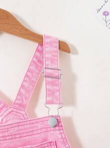 Tween Girls Street Outdoor Casual Suspender Shorts, Summer Campus Style,Holiday,Summer,Travel - Pink - View 7