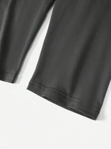 SHEIN EZwear 2pcs Women Letter Print Black And Gray Versatile Capri Skinny Casual Leggings, Suitable For Summer - Multicolor - View 4